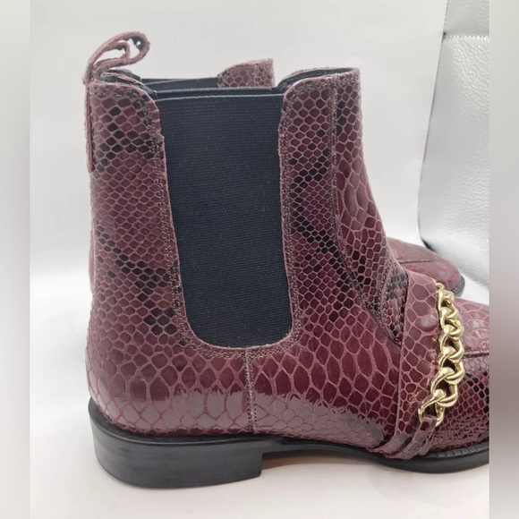 ASOS Boots Red Snake Bootie Gold Chain Ava Leather Women’s Size 5 Animal Print - Picture 4 of 11